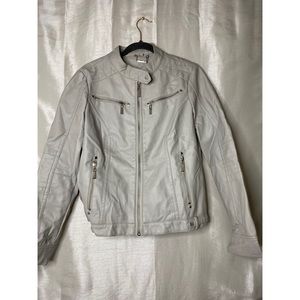 Slate Grey Faux Leather Moto Jacket